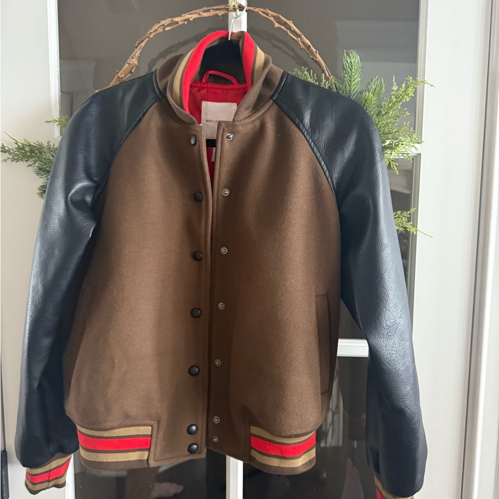 Avec Les Filles Brown and Black Bomber Jacket